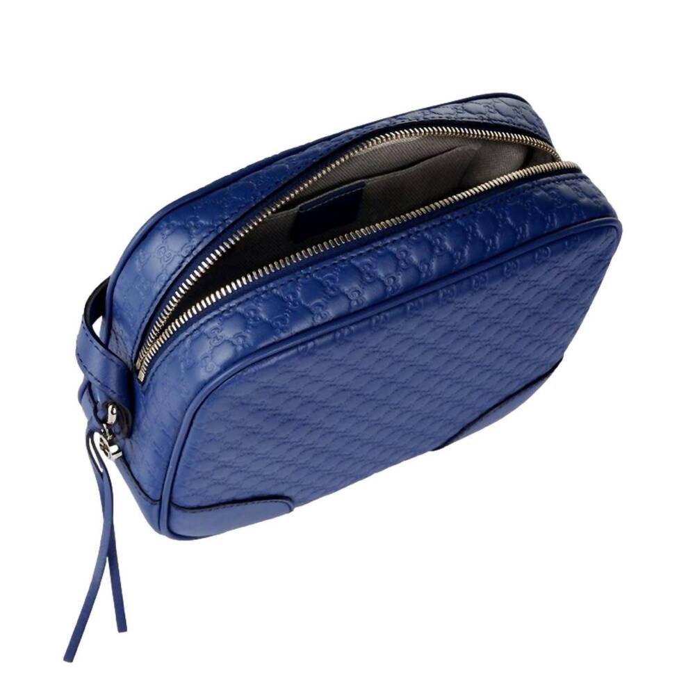 NEW GUCCI women's bree microguccissima caspian leather crossbody bag in blue - Picture 4 of 6